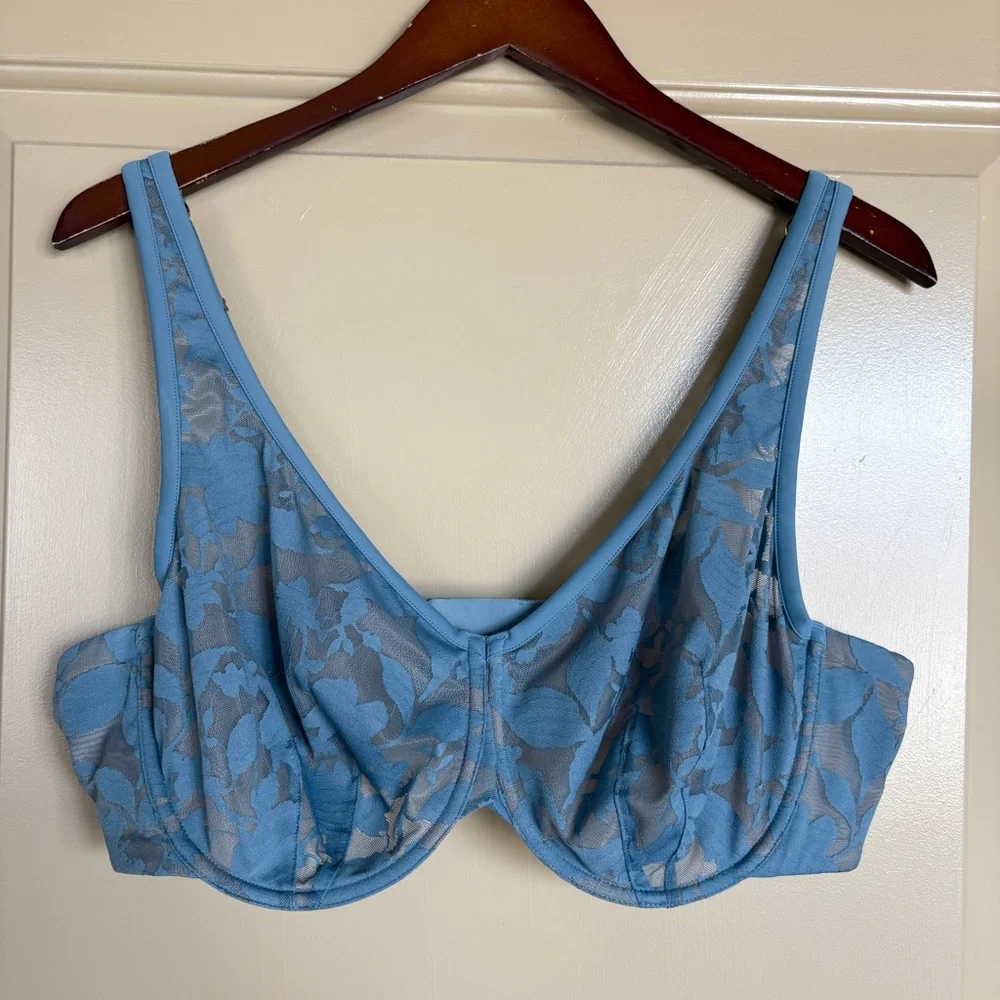 Thirdlove Unlined Foliage Perfect Coverage Bra Blue Lace 42D